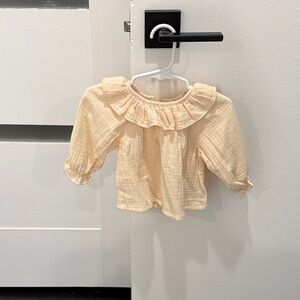 Girls Cream Ruffle Collar Long Sleeve Top